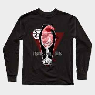 I never Drink Wine, Great Wave of Blood, Dracula Vintage, Under the Bloody Wave off Kanagawa, Vampire Gothic Cup, Long Sleeve T-Shirt